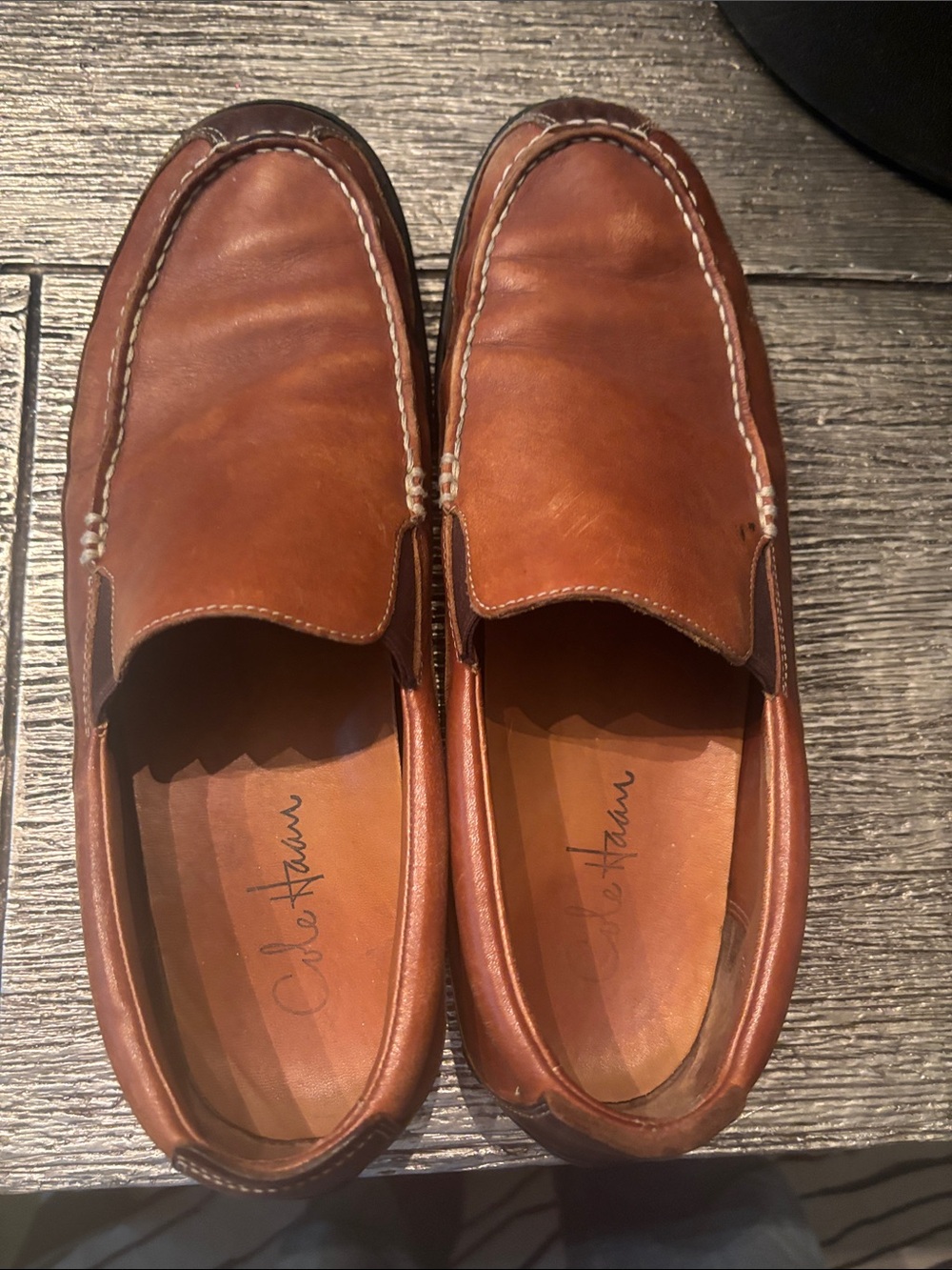 Cole Haan Men's Cognac Leather Slip-On Loafers